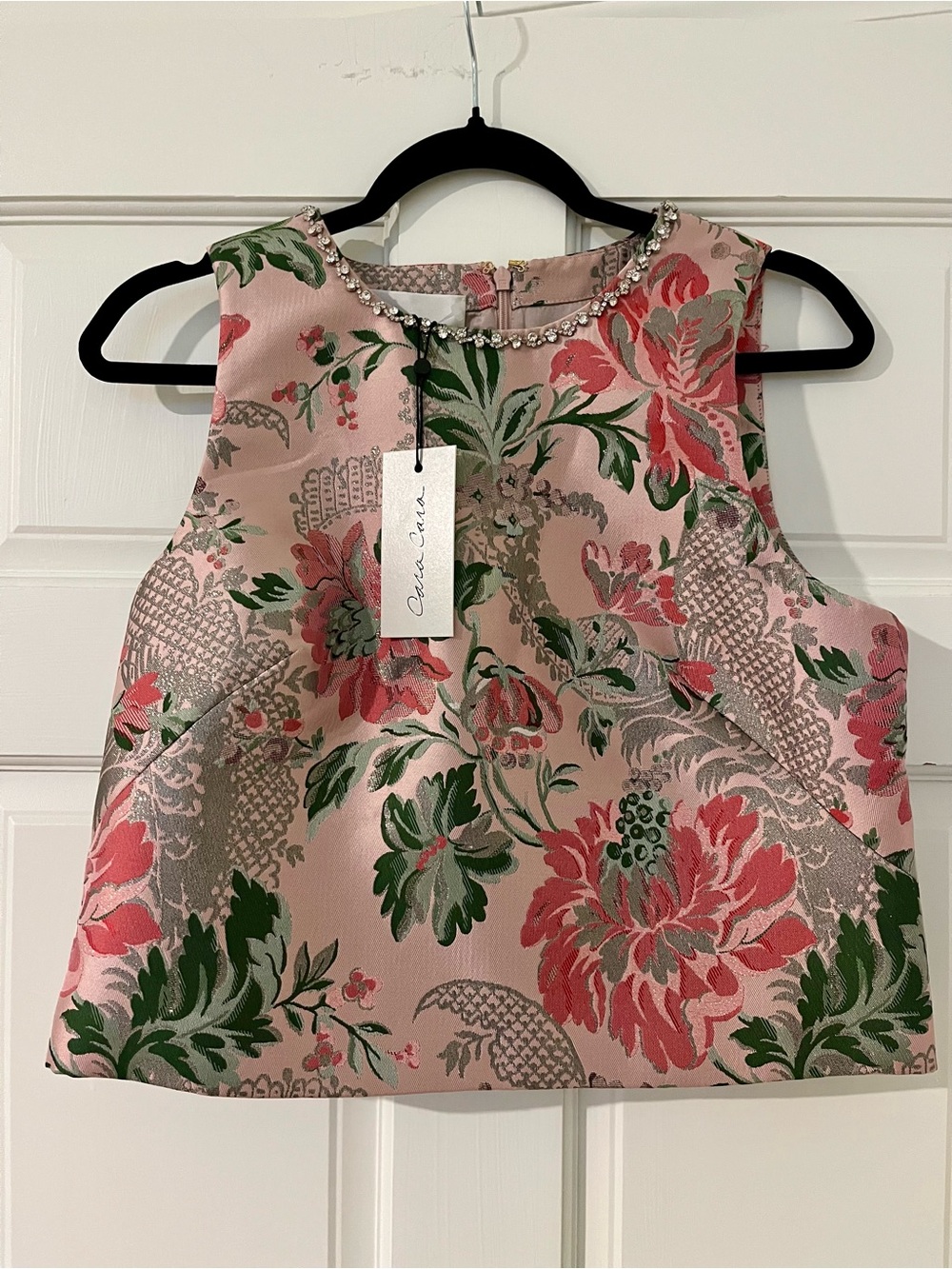 Cara Cara Mackenzie Top Jacquard Pink Flower - Medium NWT - Picture 2 of 7